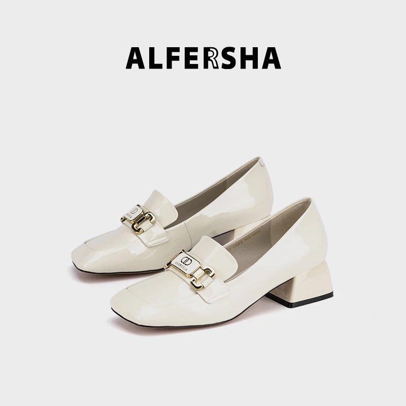 2025春款四季单鞋阿芙莎9688359新款时尚春季粗跟乐福鞋