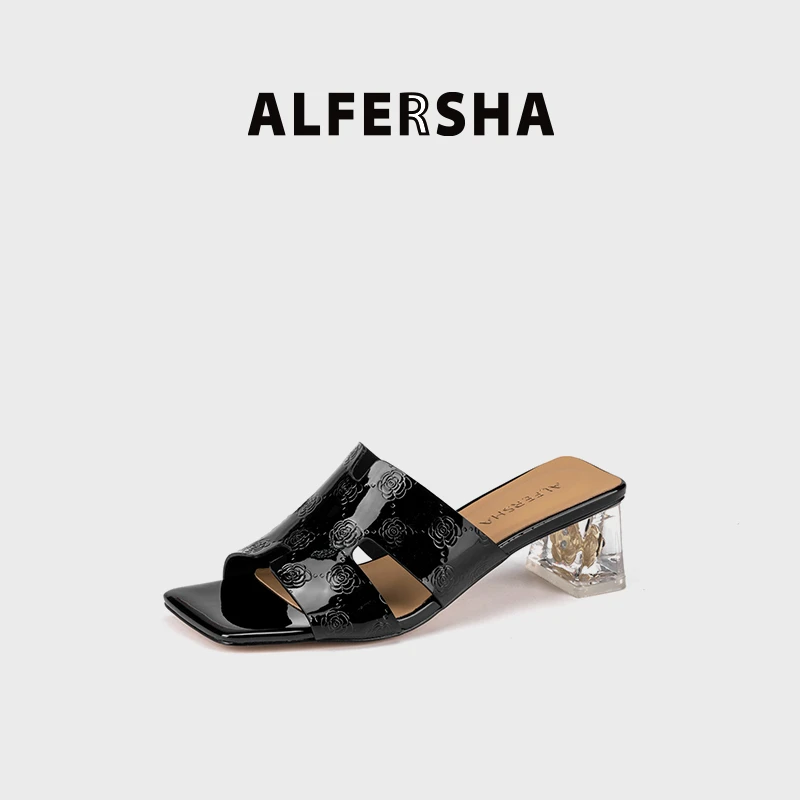 2025春款黄奕代言阿芙莎9688709时尚百搭复古粗跟山茶花气质半拖