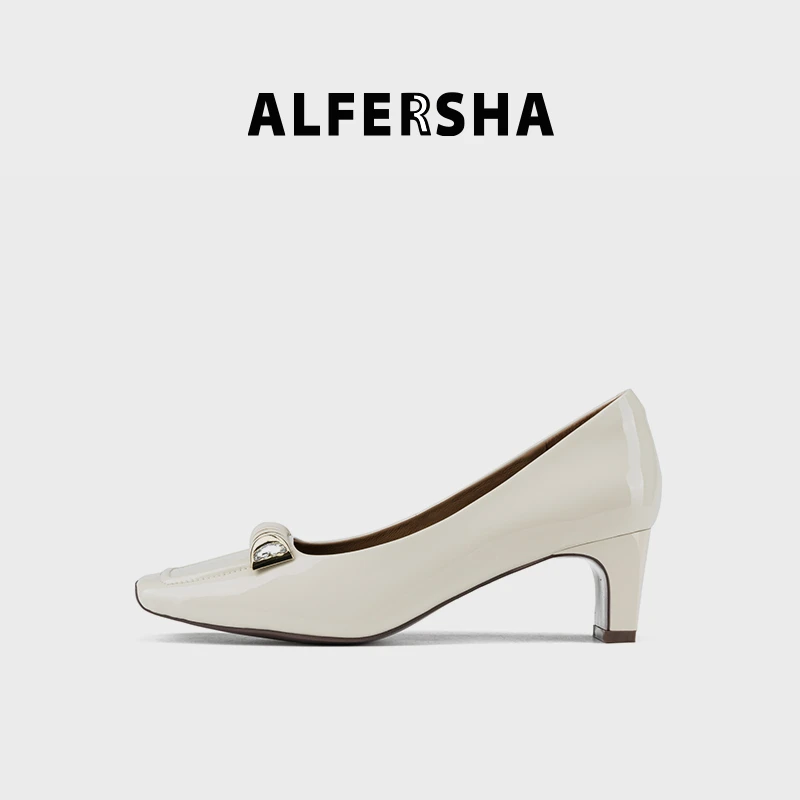 2026春款四季单鞋阿芙莎9688385时尚法式气质金属搭扣高跟鞋D