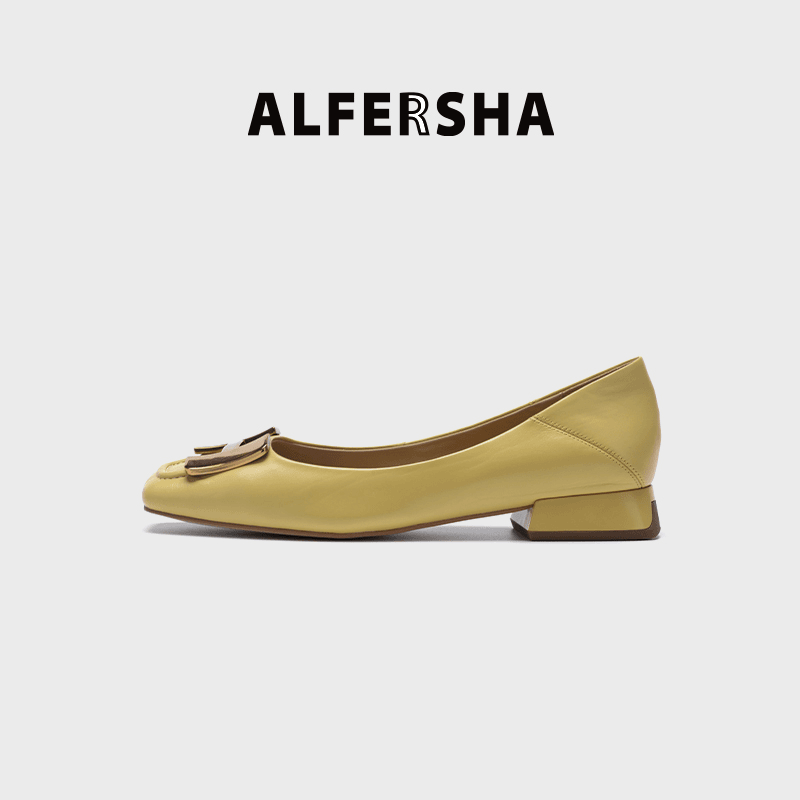 alfersha/阿芙莎 广系联名26196新款气质款时尚百搭低跟单鞋(偏大一码）