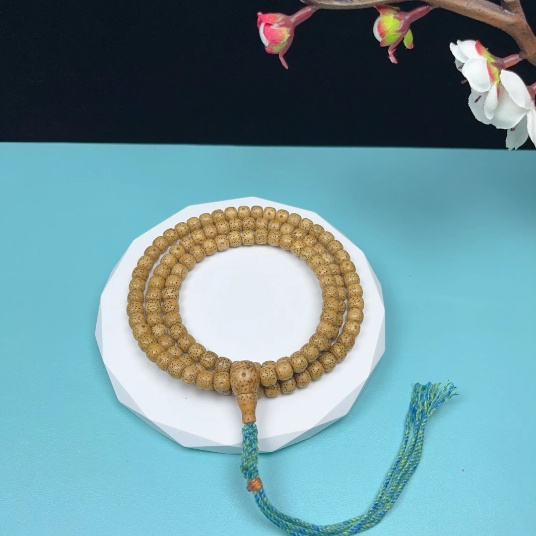 原生态鸡油黄海南星月菩提三通手工流苏脖挂手串多圈套装长串