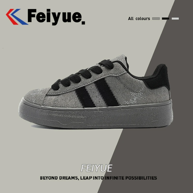 feiyue/飞跃新款2025爆款时尚百搭软底低帮板鞋春秋黑色休闲女鞋