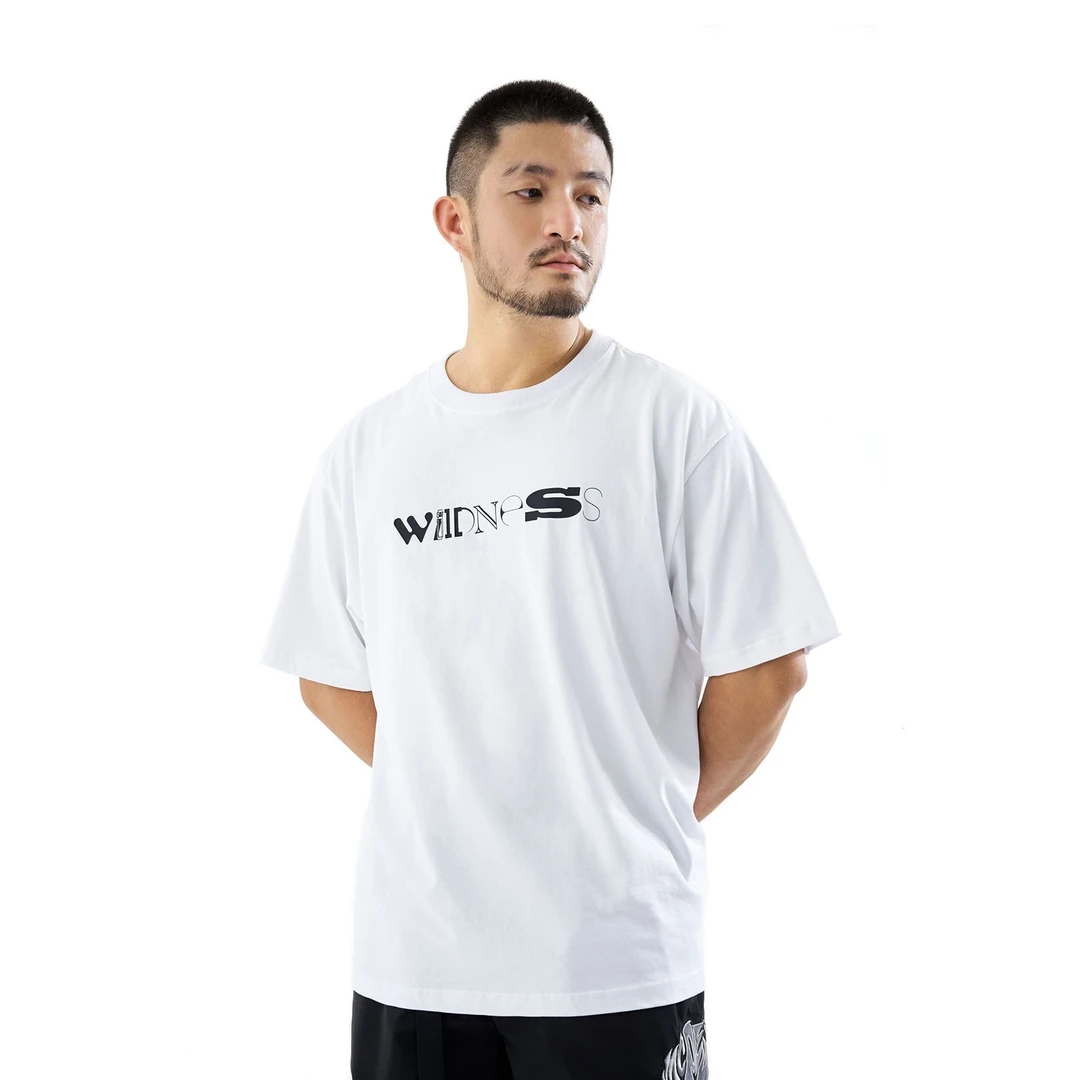 MCREW WILDNESS系列机能logo印花白色黑色宽松纯棉圆领短袖T恤