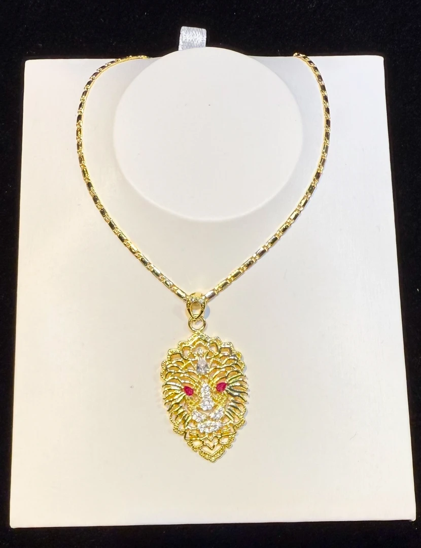 铜合金项链 Dlzea时尚狮子头粉色钻项链006