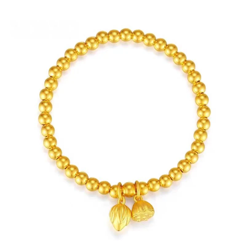 玉匠世家足金999古法黄金5mm两世欢手串