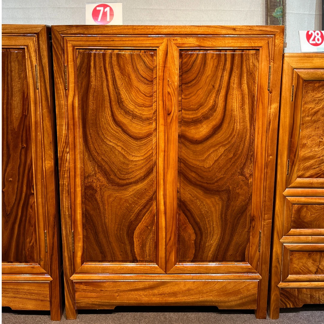 实木香樟木两门单衣柜平面暗抽复古榫卯工艺储物收纳柜原木小衣柜