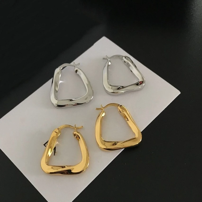 铜合金耳饰 江疏影同款耳环几何三角形扭曲耳饰法式小众金属D022