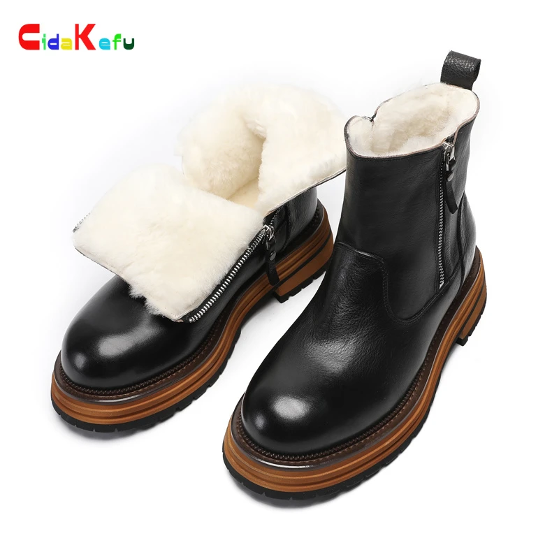 马丁靴2024皮毛一体雪地靴男冬季加厚防水防滑高帮棉鞋靴子