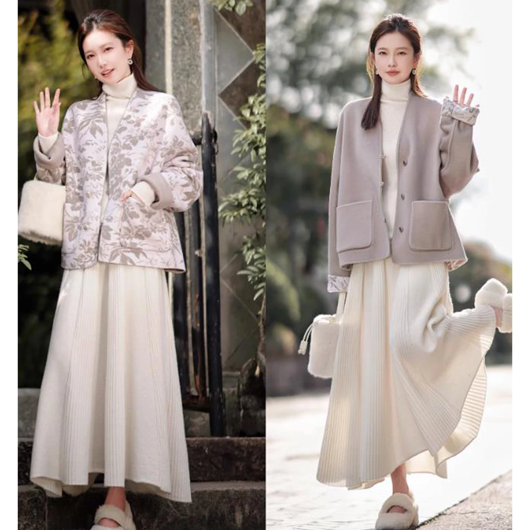 【赵大喜】现货！扶苏.双面国风大衣｜宽松双面穿长袖外套女 绵羊毛