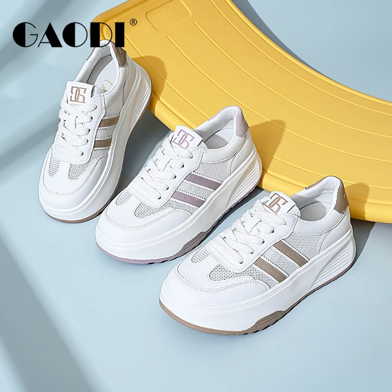 高蒂夏季舒适百搭网面厚底时髦休闲白鞋245139-203