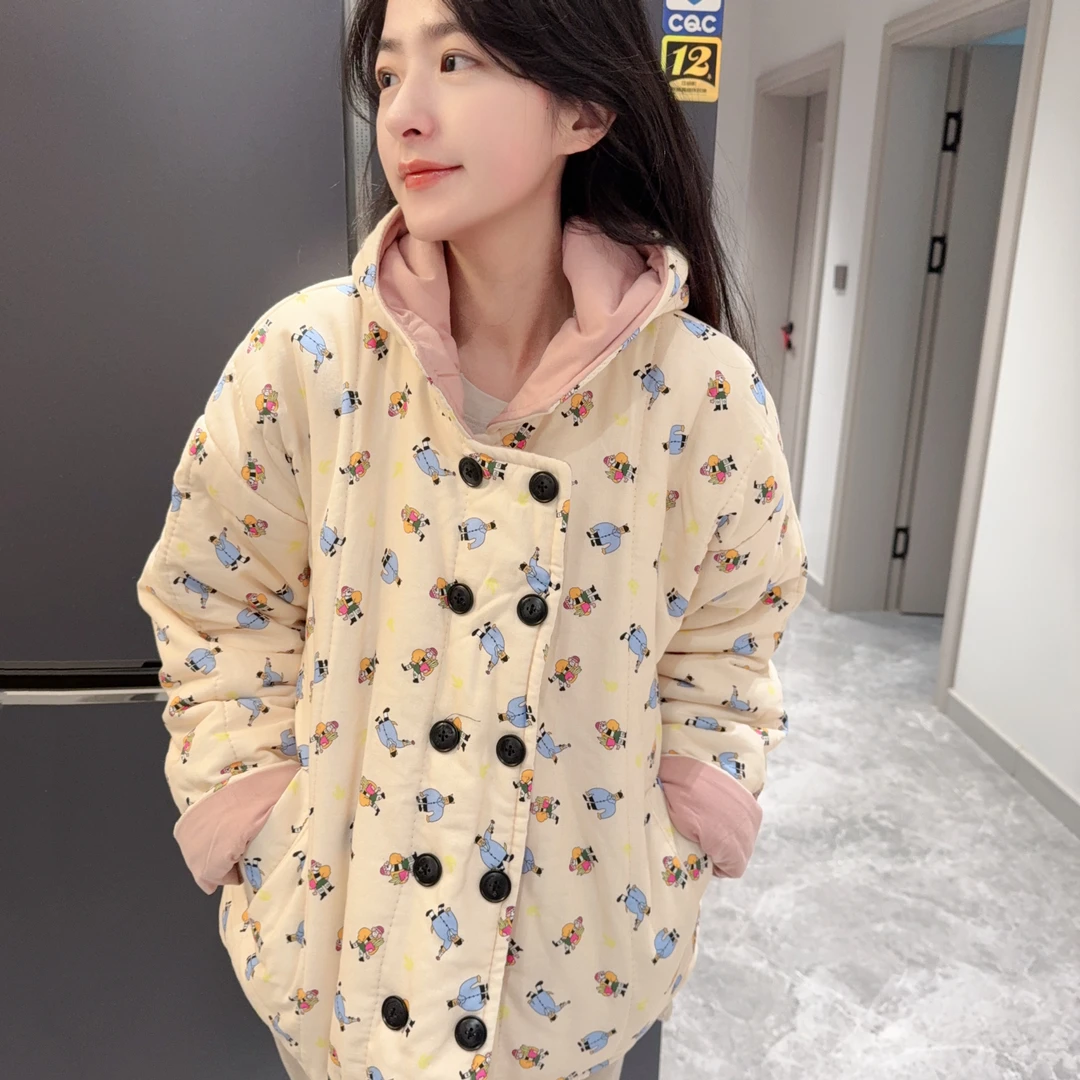 CBLM家300g新疆棉【双排扣卡通套装】宽松显瘦家居服