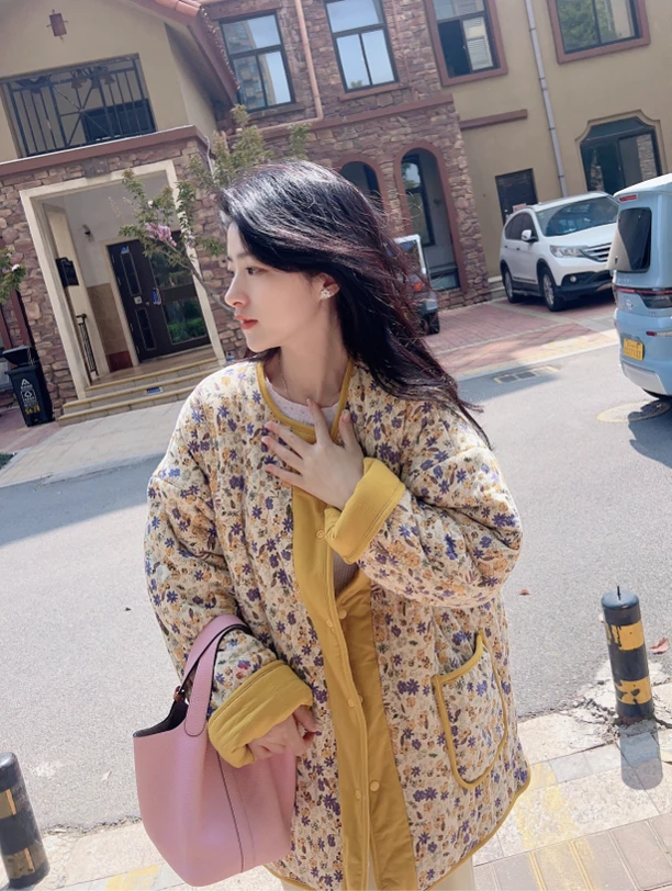 CBLM家新疆棉300g棉【西西里漫花】中长款俩面穿宽松版家居服外套