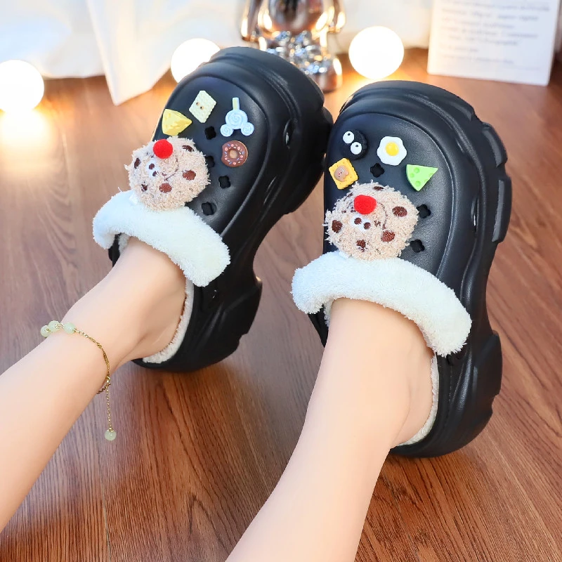 新款可爱甜美轻盈保暖棉鞋女士冬季加绒可翻转棉拖鞋舒适居家拖鞋