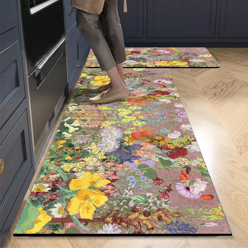 油画风家用厨房吸水防滑地垫门垫吸水防滑硅藻泥加厚3mm长条地垫