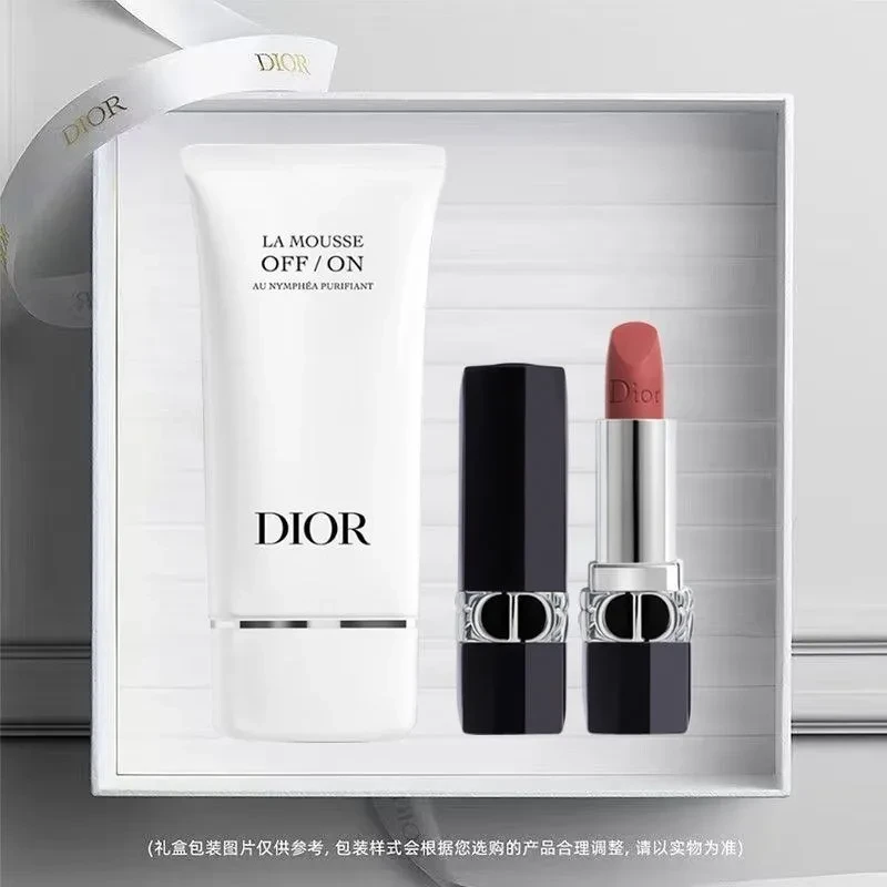Dior迪奥 臻选彩妆护肤礼盒 洗面奶+烈艳蓝金唇膏口红套装 情人节礼物【赠专柜礼盒手袋】
