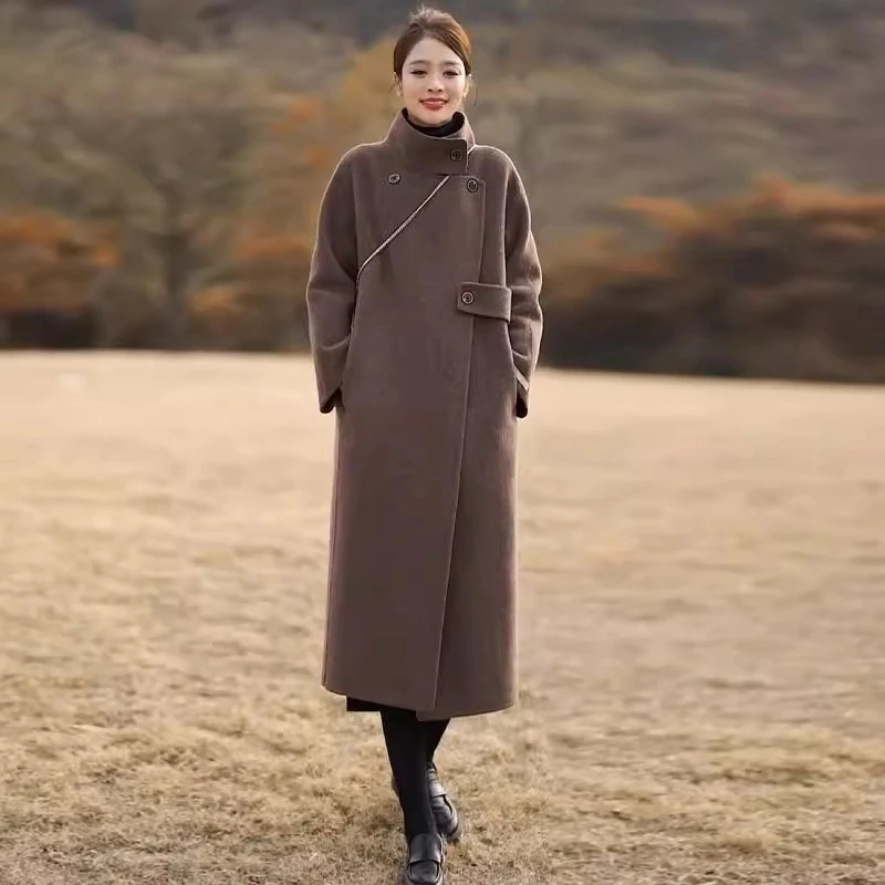 高级感双面毛呢大衣女2025冬季新款时髦洋气过膝长款毛呢外套潮