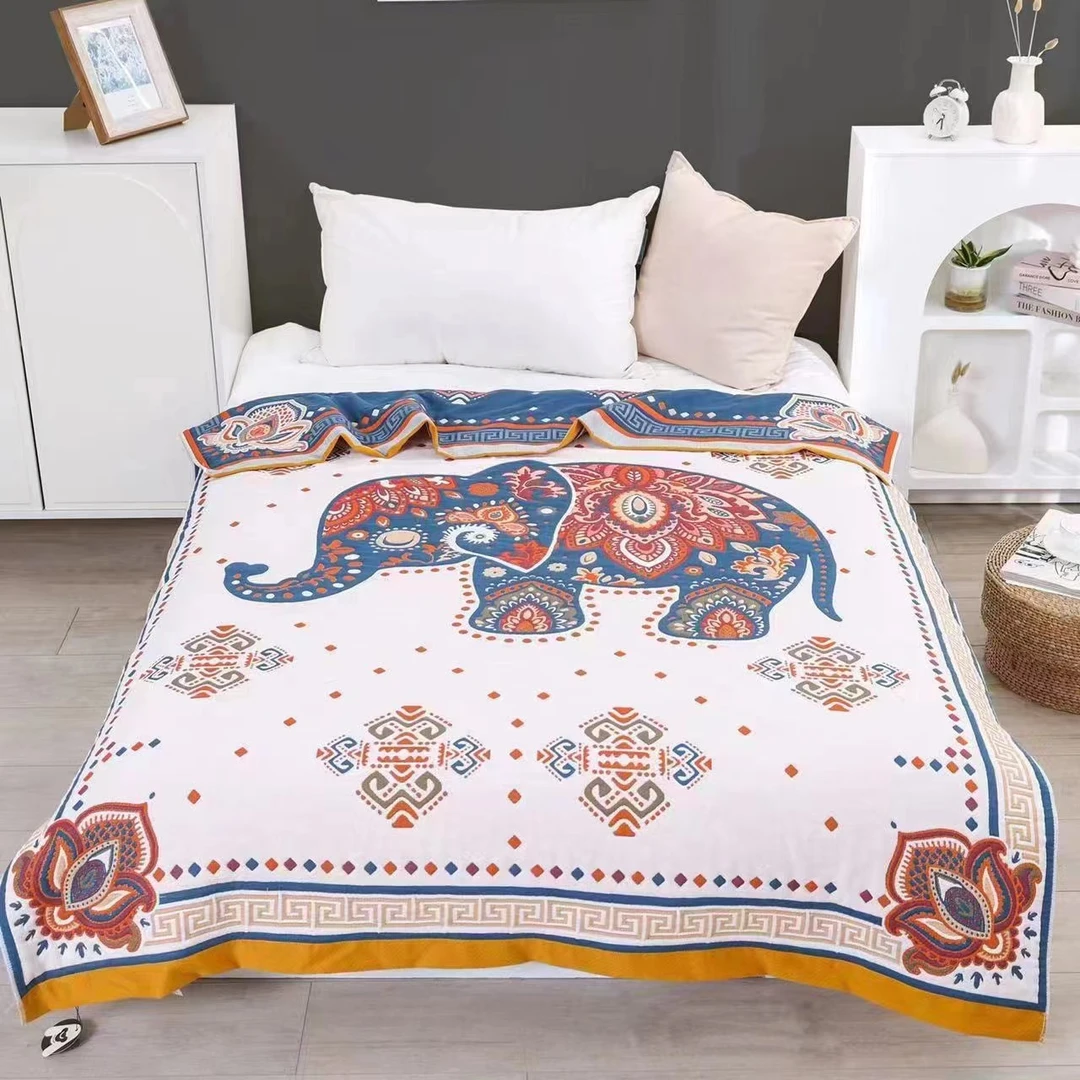 [曼谷小象]1.5*2四斤左右棉纱布超柔泡芙被舒适透气吸汗亲肤单