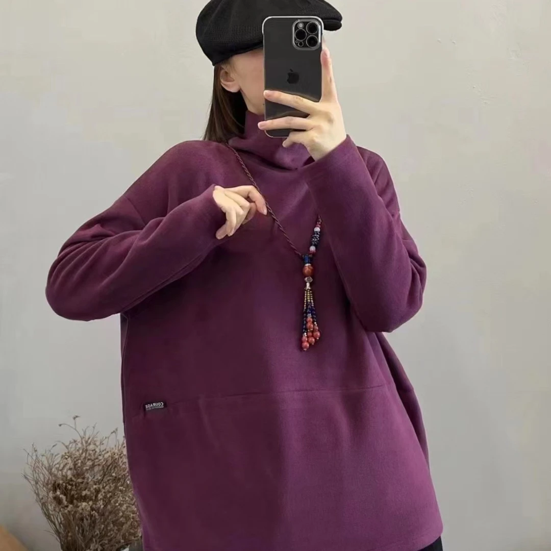 2022新款休闲宽松德绒高领短款显瘦打底卫衣时尚气质秋冬季节