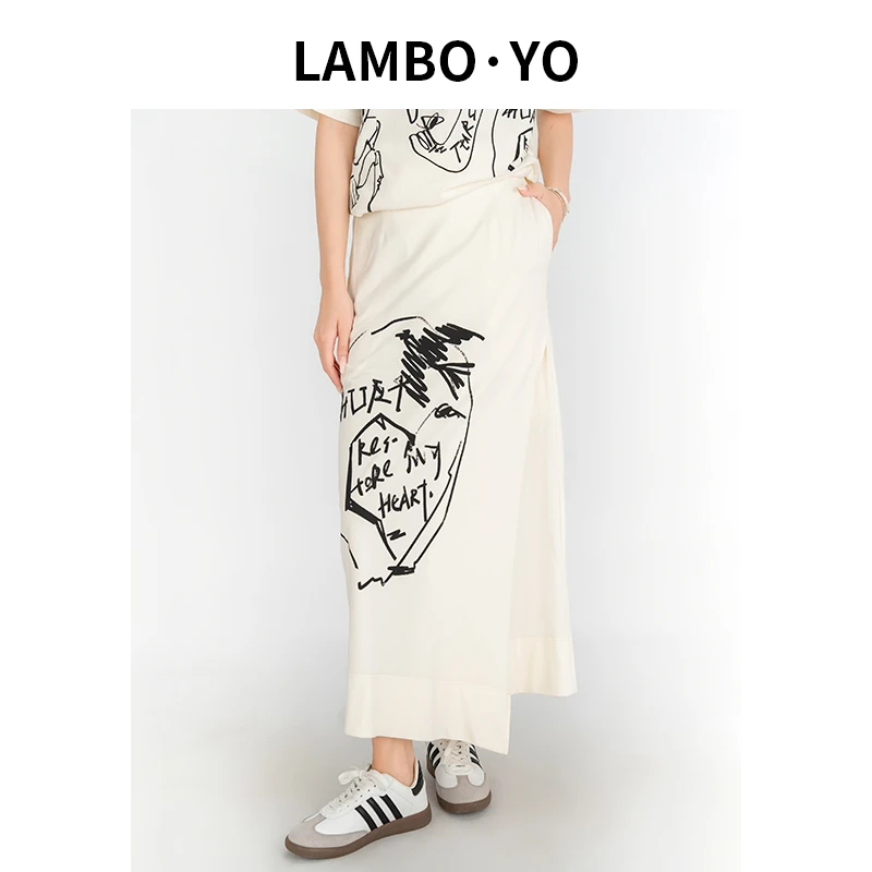 LAMBO·YO【街头涂鸦】原创设计夏季涂鸦设计高腰不规则女半身裙