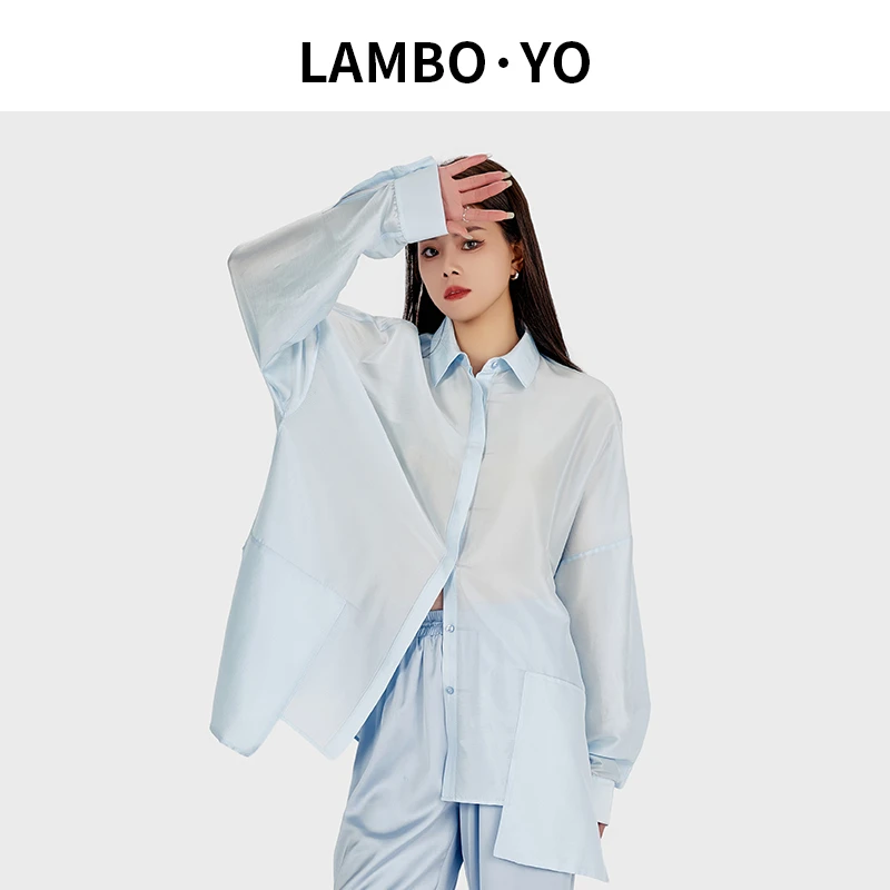 LAMBO·YO【波光粼粼】轻薄醋酸防晒衬衫设计感上衣长袖小众设计