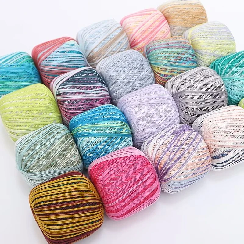 6号强捻蕾丝线纯棉长段染蕾丝线勾花钩披肩线夏季线细线