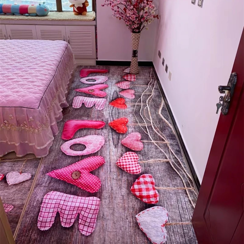 床边地毯 满铺卧室毯客厅地毯茶几垫s水晶绒材质 可定制LOVE桃心