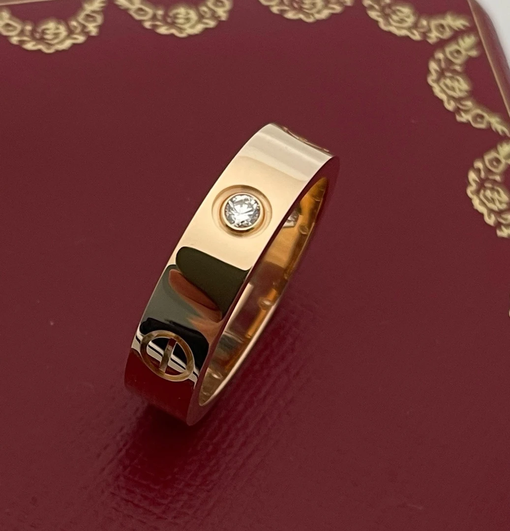 99新 Cartier/卡地亚 玫瑰金love宽版三钻戒指61号单品专拍