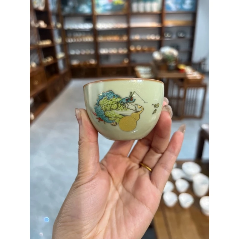 岑汝白菜百财圆底客杯40毫升