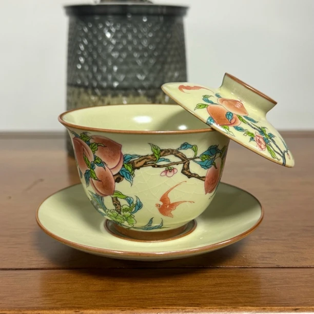 九桃三才盖碗可悬停盖碗110毫升