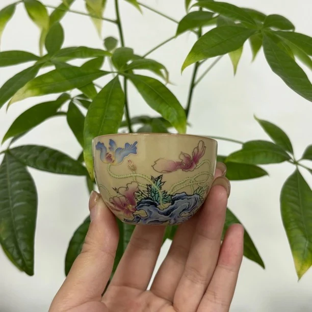 黄虞美人圆底杯客杯品茗杯