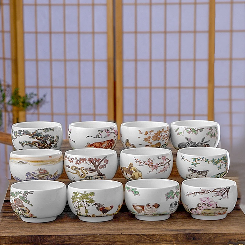 月光12生肖羊脂玉茶杯主人个人专用陶瓷功夫茶具器具办公室大容量