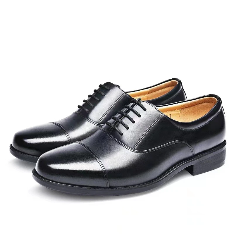 男士商务休闲皮鞋尖头经典三接头皮鞋黑色正装皮鞋
