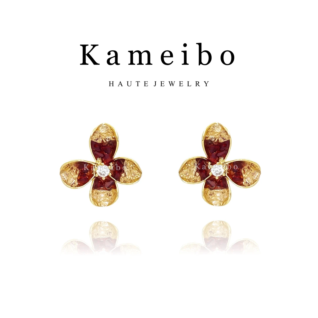 铜合金耳饰 DY·妍卉DK5827高级感网红安可拉红轻奢百搭耳钉耳环