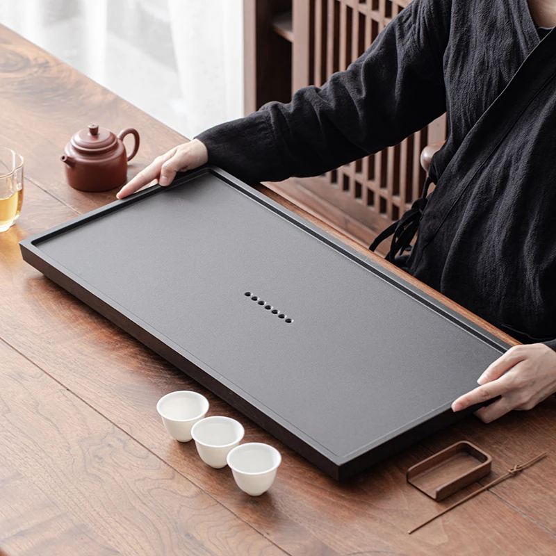 仿乌金石茶盘中式简约现代创意家用客厅石头茶台茶具茶海
