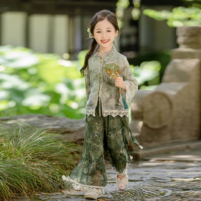 女童国风秋韵套装2024新中式秋装汉服小女孩气质优雅古风两件套