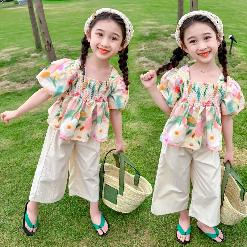 女童套装夏装2024新款洋气时髦小女孩宝宝夏款儿童夏季两件套短袖