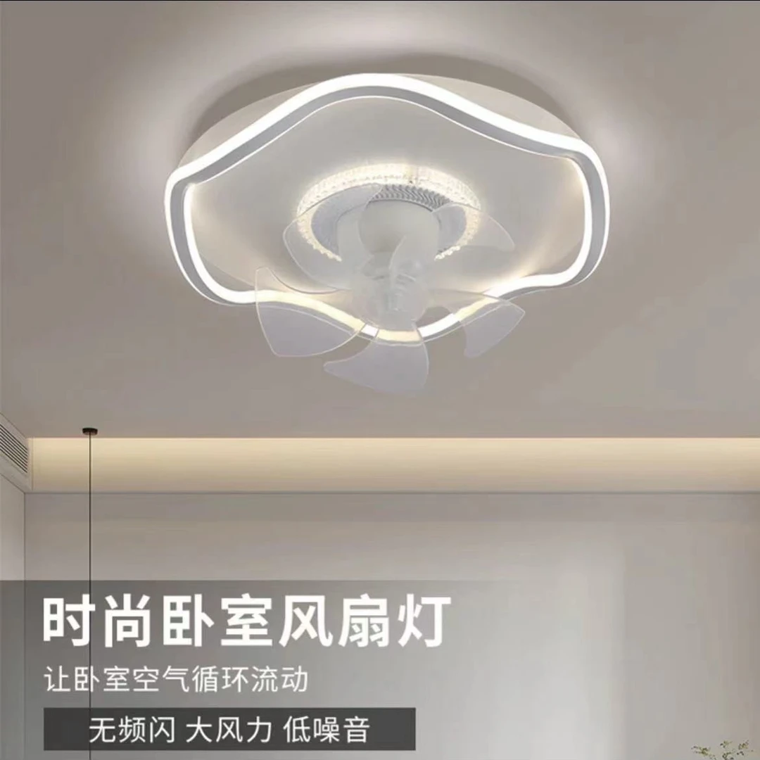 奶油风摇头360°现代卧室书房吸顶主卧室风扇灯卧室遥控