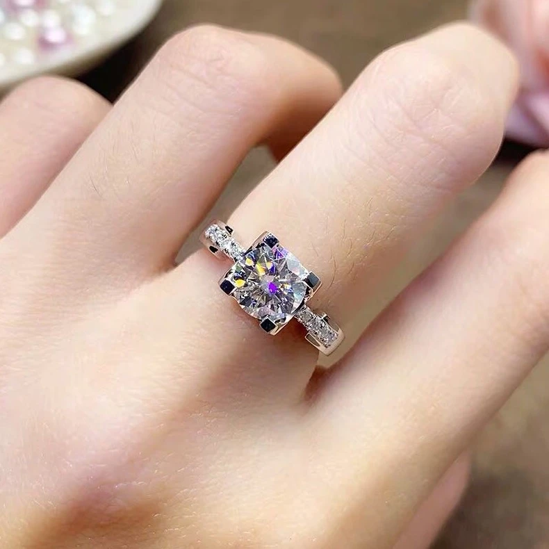 925银莫桑石银制品 【牛头小蛮腰】经典时尚大气简约结婚合成碳硅石