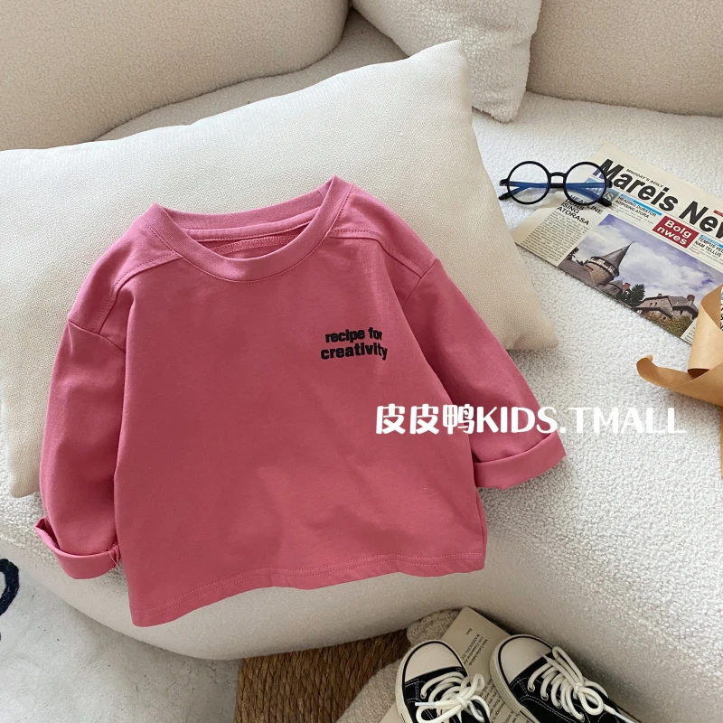 儿童圆领体恤衫男童秋季打底衫小童韩版洋气百搭上衣宝宝新款衣服