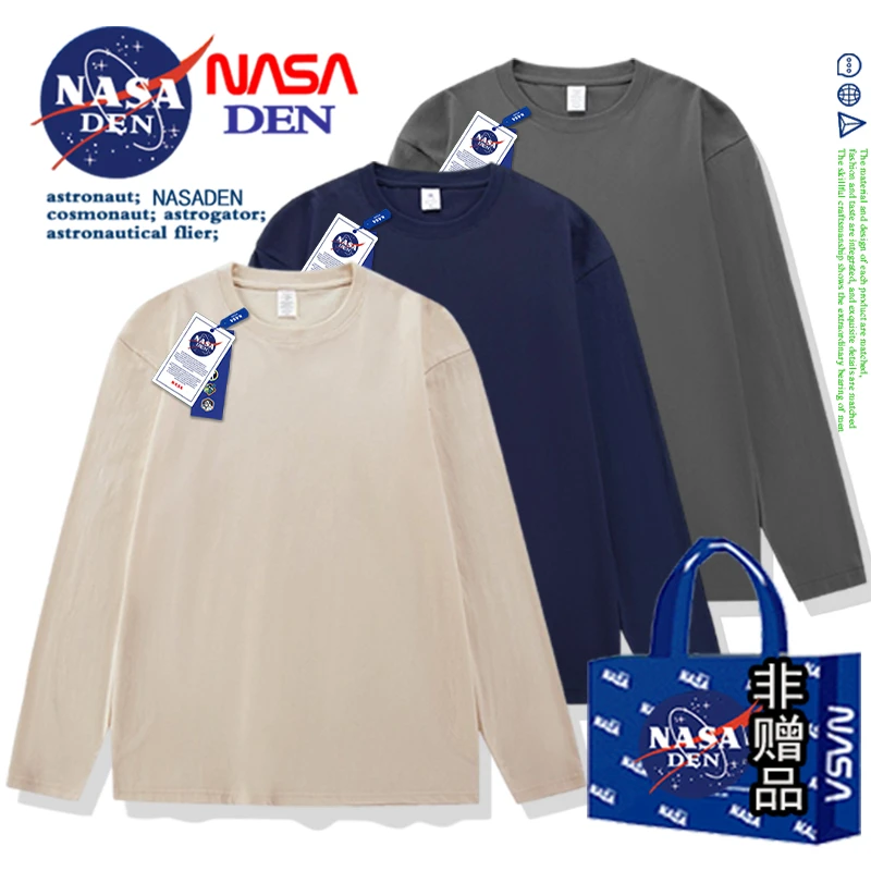 NASA联名新款秋季男士长袖T恤ins学生百搭宽松潮流男女同款打底衫