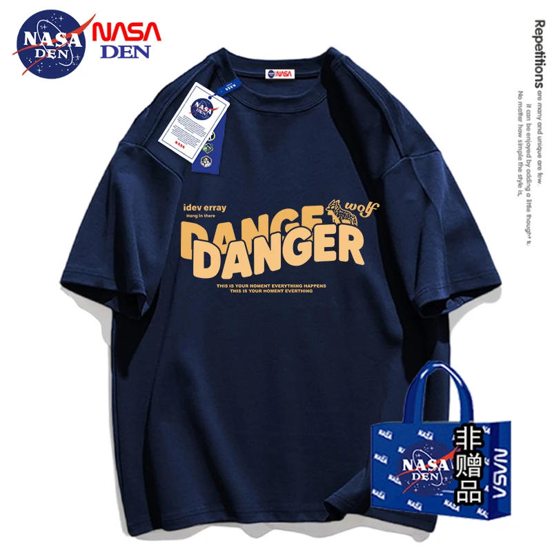 NASA联名春夏季基础系列印花时尚纯棉宽松圆领短袖T恤休闲情侣款