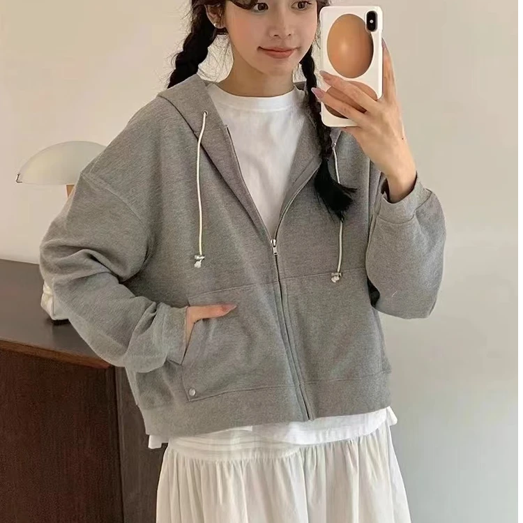 韩国【拉链卫衣】休闲连帽卫衣宽松显瘦外套东大门新款女装