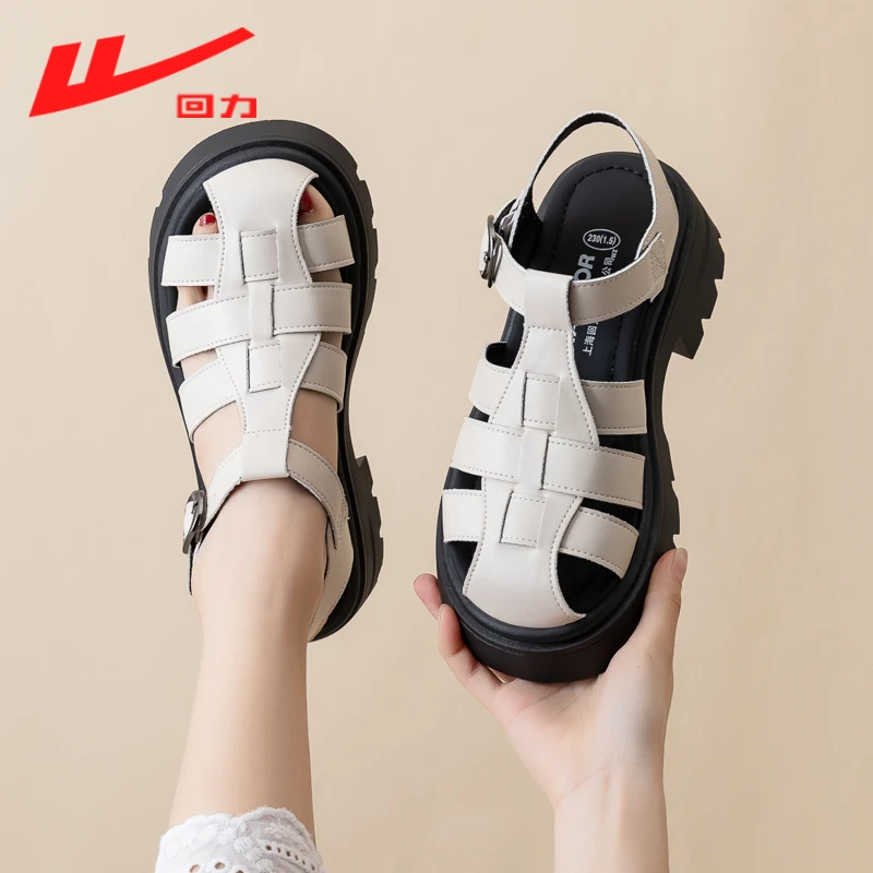 回力夏季时尚百搭软底包头半拖鞋2025新款潮流软底罗马凉鞋1184