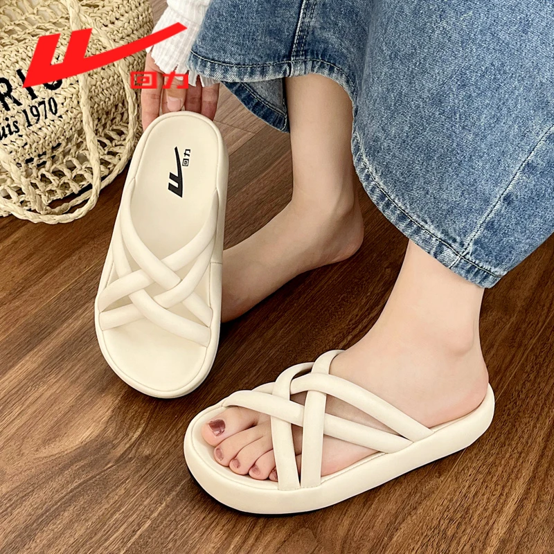 回力夏季时尚百搭休闲拖鞋2025夏款久穿不累厚底防滑外穿凉鞋1000