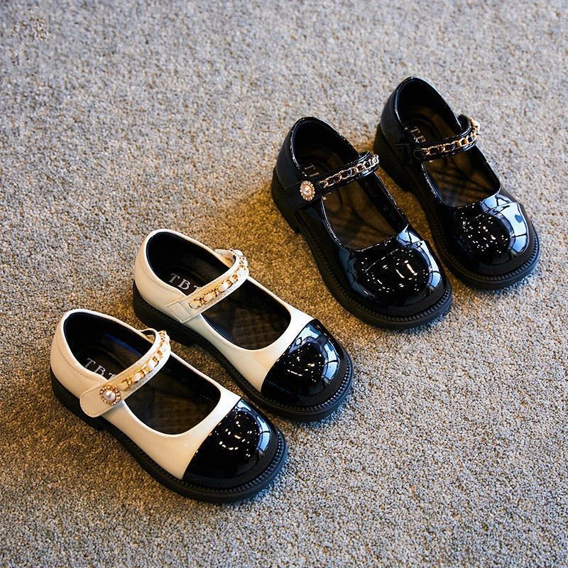 2024春秋新款女童小皮鞋黑色小女孩演出鞋子儿童软底英伦风公主鞋