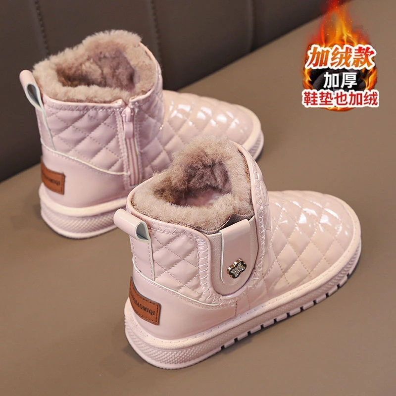 儿童雪地靴冬季加绒加厚女童靴子中大童防水保暖冬靴女款东北棉鞋