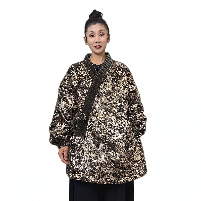 原单新中式国风百搭刺绣提花印花羽绒服