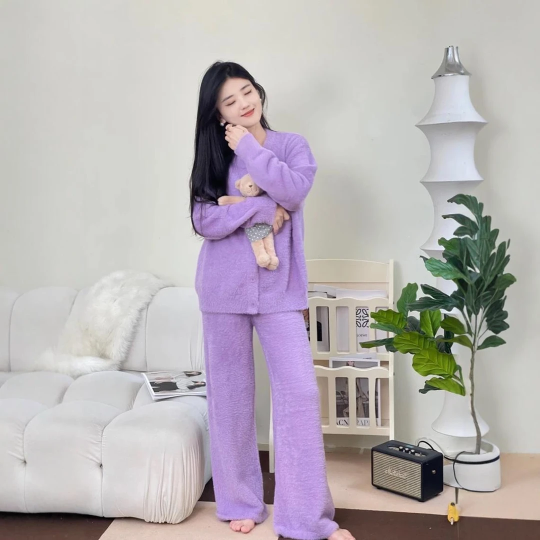 【保暖搭子-三色套装】冬季款半边绒长袖睡衣休闲可外穿加绒家居服