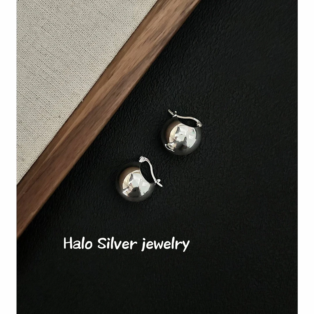 925银耳饰 《圆缺》耳环气质百搭法式简约ins实心磨砂素款气质百搭