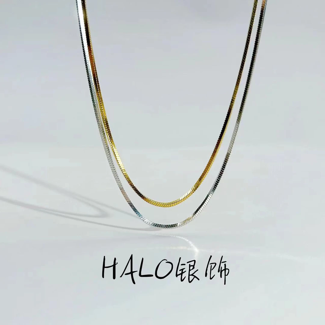 坠链均925银 《五金女孩》纯银蛇骨链四方方块蛇骨链白百合同款